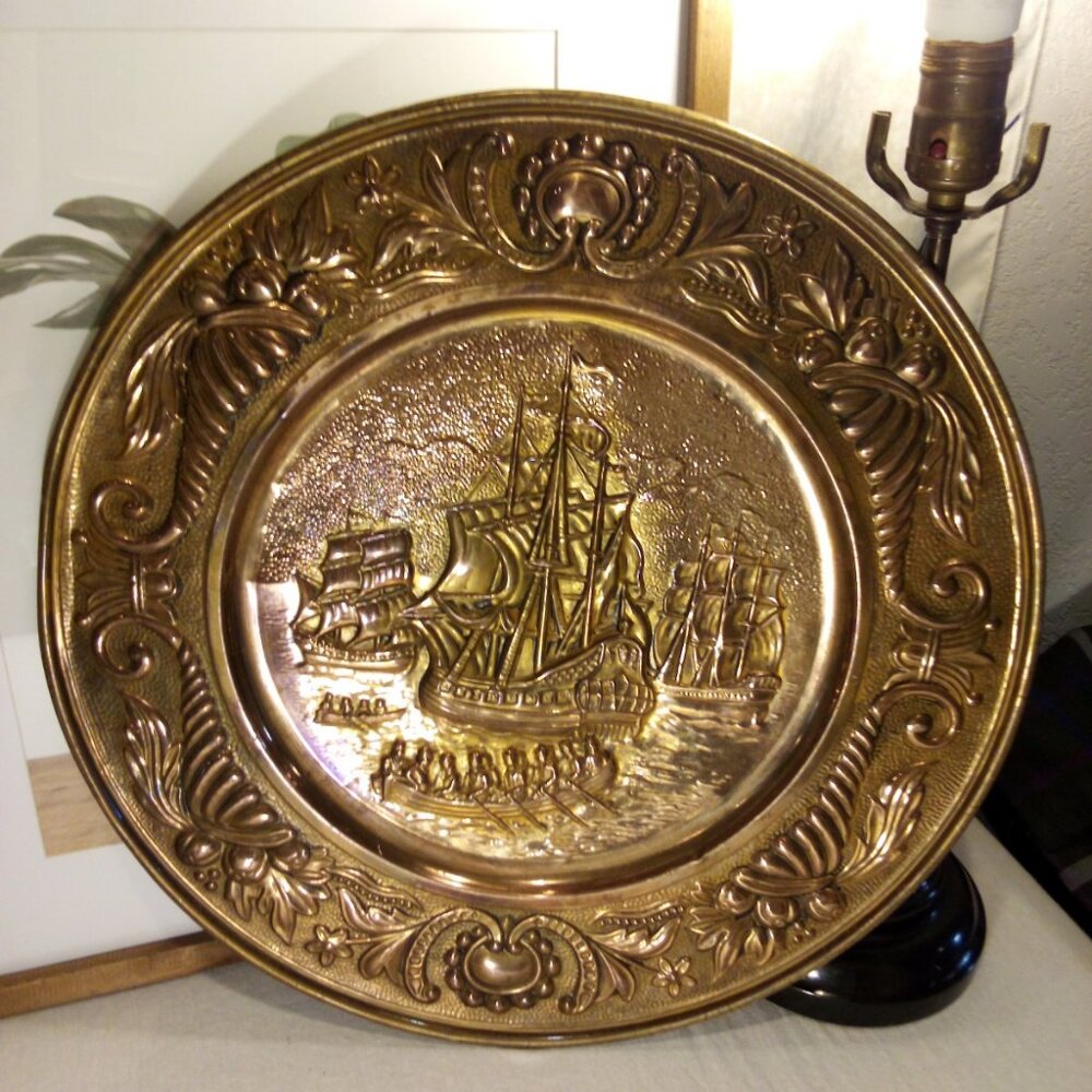 Peerage Hammered Brass Wall Plates England Vintage
